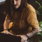 Digital nomad working remotely.